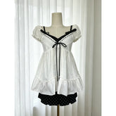 Ingvn Kawaii Harajuku 3 Piece Set Women Gothic Lolita Lace Shirt Slim Y2K Skirt Aesthetic Korean Fashion Suit Chic