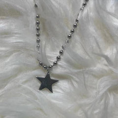 Ingvn Titanium Steel Star Pendant Necklace for Men Women Y2K Hip Hop Cool Hot Girls Beads Chains Choker Korean Fashion Jewelry