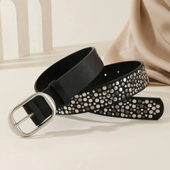 Ingvn Trend Alloy Buckle Women's Belt Rivet Decoration Pu Leather Casual Waist Belt Punk Style Needle Buckle Belt Pants Decoration