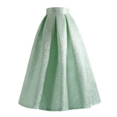 Ingvn Spring French Hepburn Style Elegant Fashion Jacquard Skirts High Waist Slim A-line Versatile Commuter Long Skirt for Women