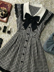 Ingvn Japanese Kawaii Ruffle y2k mini Dress Women Sling vintage plaid short party Dress Cute Summer Street Style Dresses