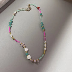 Ingvn Boho Colorful Small Seed Bead Weave Flower Necklace for Women Handmade Short Choker Collar Neck Fashion Jewelry Accessories