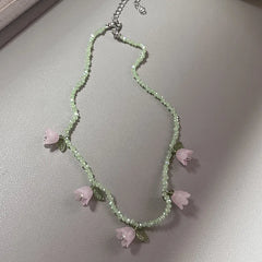 Ingvn Boho Colorful Small Seed Bead Weave Flower Necklace for Women Handmade Short Choker Collar Neck Fashion Jewelry Accessories