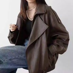 Ingvn Woman Vitnage Black Leather Jackets Streetwear Fashion Solid Coat Harajuku High Waist Elegant Coat Spicy Girls Chic