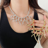Ingvn Exaggerated Beaded Coral Necklace Multi-layer Bohemia Coralal Pendant Necklace Colorful Jewelry Ocean Style Beach Choker Summer