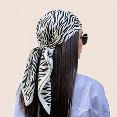 Ingvn 70x70cm Silk Scarf Silk Material Horse Pattern Neck Ties Handkerchief Style Leopard Print Horse Pattern Scarf Summer Season
