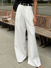 Ingvn Autumn Winter Women's Clothing High Waist Wide Leg Pants Casual Workwear Long Trousers Polyester Fiber Comfort Fit Full Length