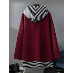 Ingvn Plus Size 1XL-5XL New Women's Casual Striped Long Sleeve Hoodies Pullover Both Comfort and Fashion Showcasing Youthful Vitality