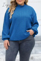 Ingvn - Casual Solid Basic Turtleneck Plus Size Tops