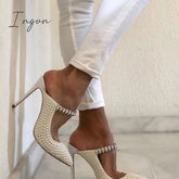 Ingvn - Chic Women Pearl Detailed High Heels