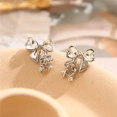 INGVN Y2K Bowknot Zircon Stud Earrings for Women Fashion Korean Silver Color Pink Crystal Personality Earring Girl Party Jewelry Gifts