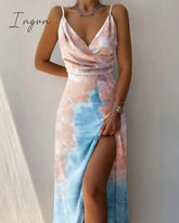 Ingvn - 2023 Trends Women Tropical Print Halter Maxi Dress Summer Vacation Sleeveless Sexy camisole Large swing Dress Casual Floral