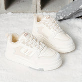 Plus Size Women's Comfortable Plush Lined Low Top Casual Lace Up Sneakers, Outdoor Shoes