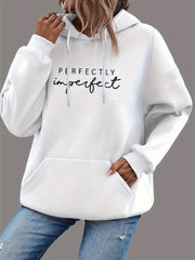 Ingvn Letter Print Kangaroo Pocket Hoodie, Casual Long Sleeve Drawstring Hoodies Sweatshirt, Women's Clothing