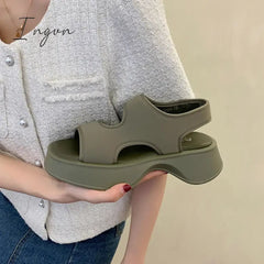 Ingvn - 2024 Fashion Women's Shoes Anti-Slip Platform Sandals Stretch Fabric Summer Comfort Ladies Walking Ladies Sandals Ladies Casual