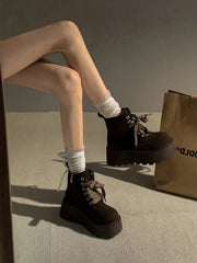 Ingvn Winter Platform Heel Women Ankle Boots Fashion Lace Up Knight Short Booties Designer Botas De Mujer
