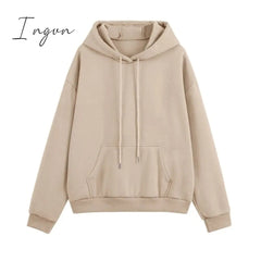 Ingvn - Fleece Tracksuits Women Two Pieces Set Hooded Oversized Sweatshirt Pants Solid Color Hoodie Suits Autumn Winter Casual Outfits