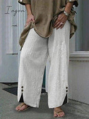 Ingvn - Linen Casual Solid Pants