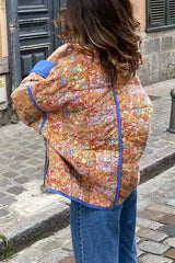 Ingvn - Street British Style Floral Patchwork Mandarin Collar Outerwear
