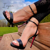 Ingvn - Classic Leather Buckle Stiletto Heels
