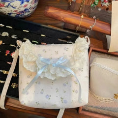 Ingvn Sweet Cute Shoulder Bag for Women Canvas Flowers Elegant Fashion Crossbody Bag Small Casual Vintage Aesthetic New Handbag