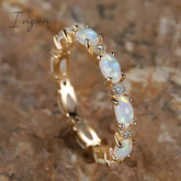 Ingvn - Imitation Opal Promise Rings for Women Statement Finger Accessories Daily Wear Party Chic Girl Rings Gift Fashion Jewelry