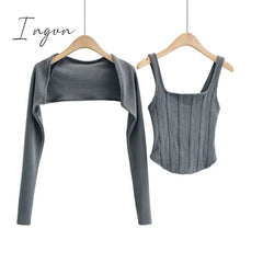 Ingvn - Sexy cropped tops women 2023 Summer knit tank top fish bone corset top white crop top ribbed cute black tops sets punk clothes