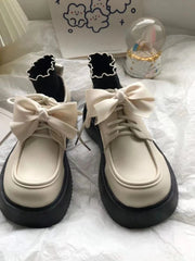Ingvn College Style Vintage Shoes Women Japanese Kawaii Bow Casual Mary Janes Shoes Female Lace-up Elegant Platform Shoes Summer