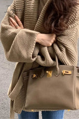 Ingvn - Street British Style Solid Bandage Turndown Collar Outerwear