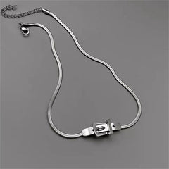 INGVN Neo Gothic Alloy Choker Silver Color Belt Buckle Snake Chain Necklace For Women Fashion Jewelry Party Accessories