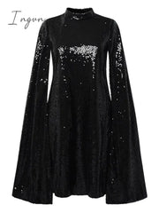 Ingvn - Women‘s Semi Formal Party Dress Sequin Dress Short Mini Dress Silver Gold Sleeveless Pure Color Sequins Split Spring Summer Crew Neck Stylish Elegant 2023 S M L XL XXL