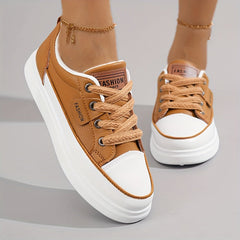 Women's Simple Sneakers, Casual Lace Up Outdoor Shoes, Women's Comfortable Low Top Shoes Plus Size