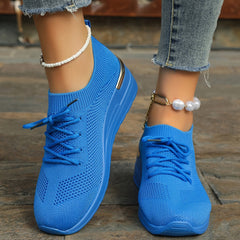 Womens Athletic Sneakers - Durable Non-Slip Sole, Breathable Fabric, Fashionable Lace-Up Design - Perfect for Daily Running & Outdoor Activities