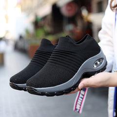Womens Solid Color Chunky Low Top Sneakers - Breathable, Lightweight, Slip-On Shoes with EVA Insole and PU Sole - Perfect for Casual Outdoor Activities All Season