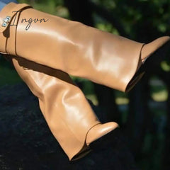 Ingvn - Stylish Faux Leather Hidden Heel Tall Boots