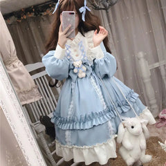 Ingvn - Kawaii Lolita Style Dress Women Lace Maid Costume Dress Cute Japanese Costume Sweet Gothic Party Robe Renaissance Vestidos