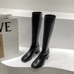 Long Boots Women New Boots Spring and Autumn Casual 5cm Thick Heel Solid Botas Femme Shoes Knee High Knight Botas De Mujer