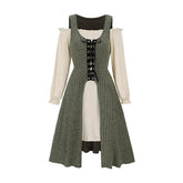 2025 Women's Dresses Sets Off The Shoulder Ruffles Mini Dress And Lace Up Ribbed Top Two Piece Set Long Sleeve Dress