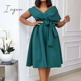 Ingvn - High Quality Women Dress Bow Elegant Wedding Party Dresses For Women Plus Size S-XXXL Women Clothing Adult Dress Vestidos