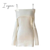 Ingvn - Pure Color Elegant Knitted Dress Woman Bodycon Slim Y2k Mini Dress Casual Party Korean Fashion Long Sleeve Dress Winter