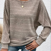 Solid Crew Neck Pullover Sweater, Casual Batwing Sleeve Loose Sweater, Women's Clothing