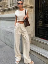 Ingvn Summer Womem Fashion Round Neck Sleeveless Top Pants Suit Two-Piece Set Office Ladies Chic Pants Suits Womens Outfits