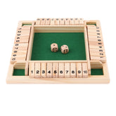 Voguable Deluxe Four Sided 10 Numbers Shut The Box Board Game Set Dice Party Club Drinking Games for Adults Families