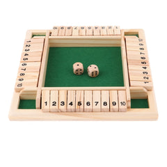 Voguable Deluxe Four Sided 10 Numbers Shut The Box Board Game Set Dice Party Club Drinking Games for Adults Families