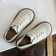 New Women's Shoes Flat Bottom Round Toe Flat Shoes Casual Lace Up Ladies Sneakers Mixed Color Soft Sole Beige Vulcanized Shoes