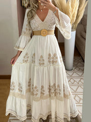 Long Dress Women Summer Boho Lace Dresses Female Beach Holiday Hollow Out Dress Ladies Elegant Vintage Loose Vestidos