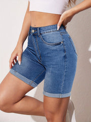 Womens Ultra-Stretch Bermuda Denim Shorts - Classic Slim Fit, Fashionable & Versatile Jean Shorts for Effortless Summer Style