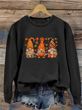 Ingvn - Women's Pullover Christmas Sweatshirt Fashion Black White Purple Gnome Christmas Round Neck Long Sleeve Top Micro-elastic Fall & Winter