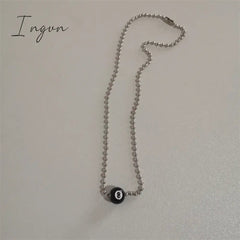 Creative Black 8 Billiard Pendant Beads Necklace For Women Men Hip Pop Punk Unusual Titanium Steel Neck Chains Fashion Jewelry