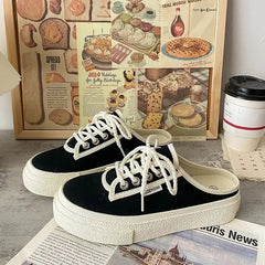 Ingvn Women's Slippers and Ladies Sandals Rubber Shoes Sneakers Summer Black Slides Junior Mules Sports Cotton with Heel Platform